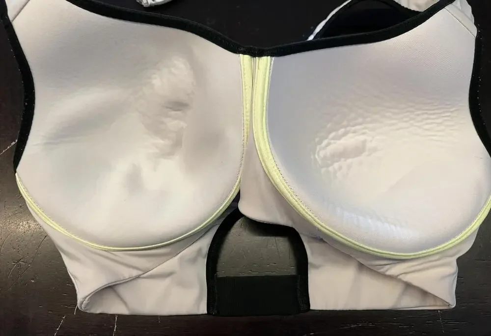 Nike Sports Bra Womens 32DD White Dri-FIT Underwire Racerback Hook Loop Stretch